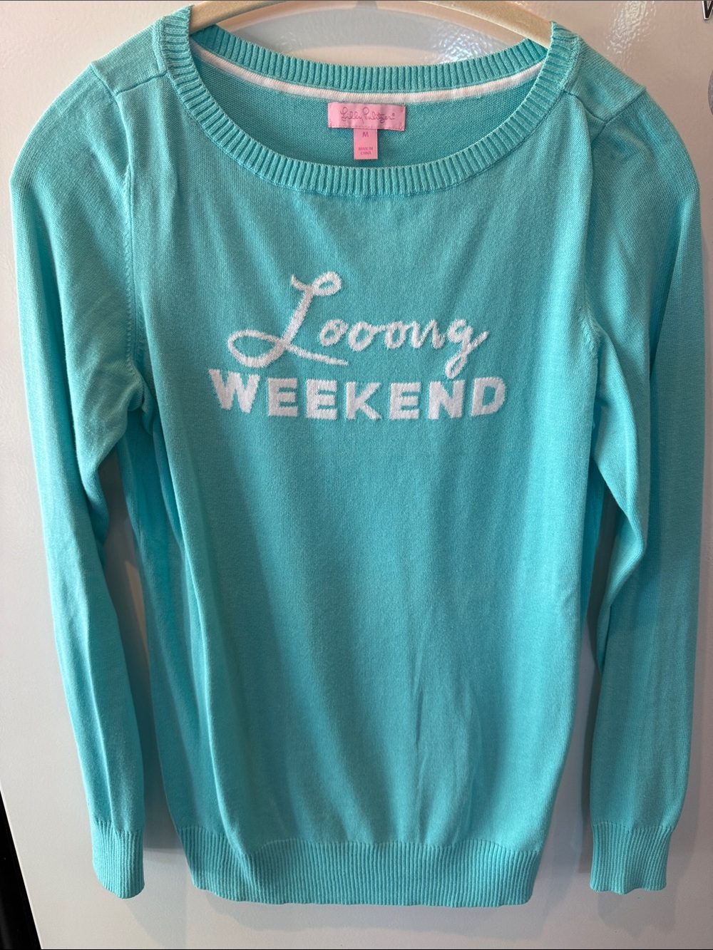 Lilly Pulitzer Aqua 'Loong Weekend' Scoopneck Sweater